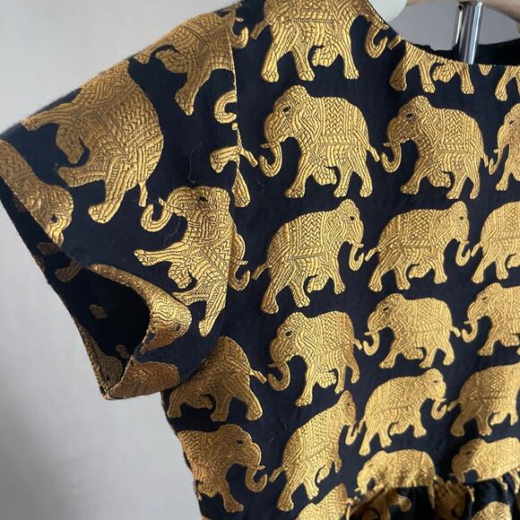 Crewcuts Formal Girls Formal Black Gold Elephants Dress. Size 5. EUC. - Picture 2 of 4